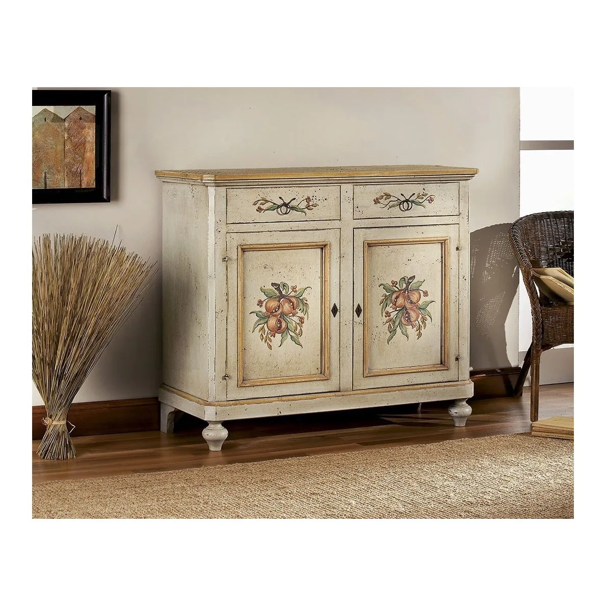 Epocantica credenza arte povera 2 porte 2 cassetti legno massello