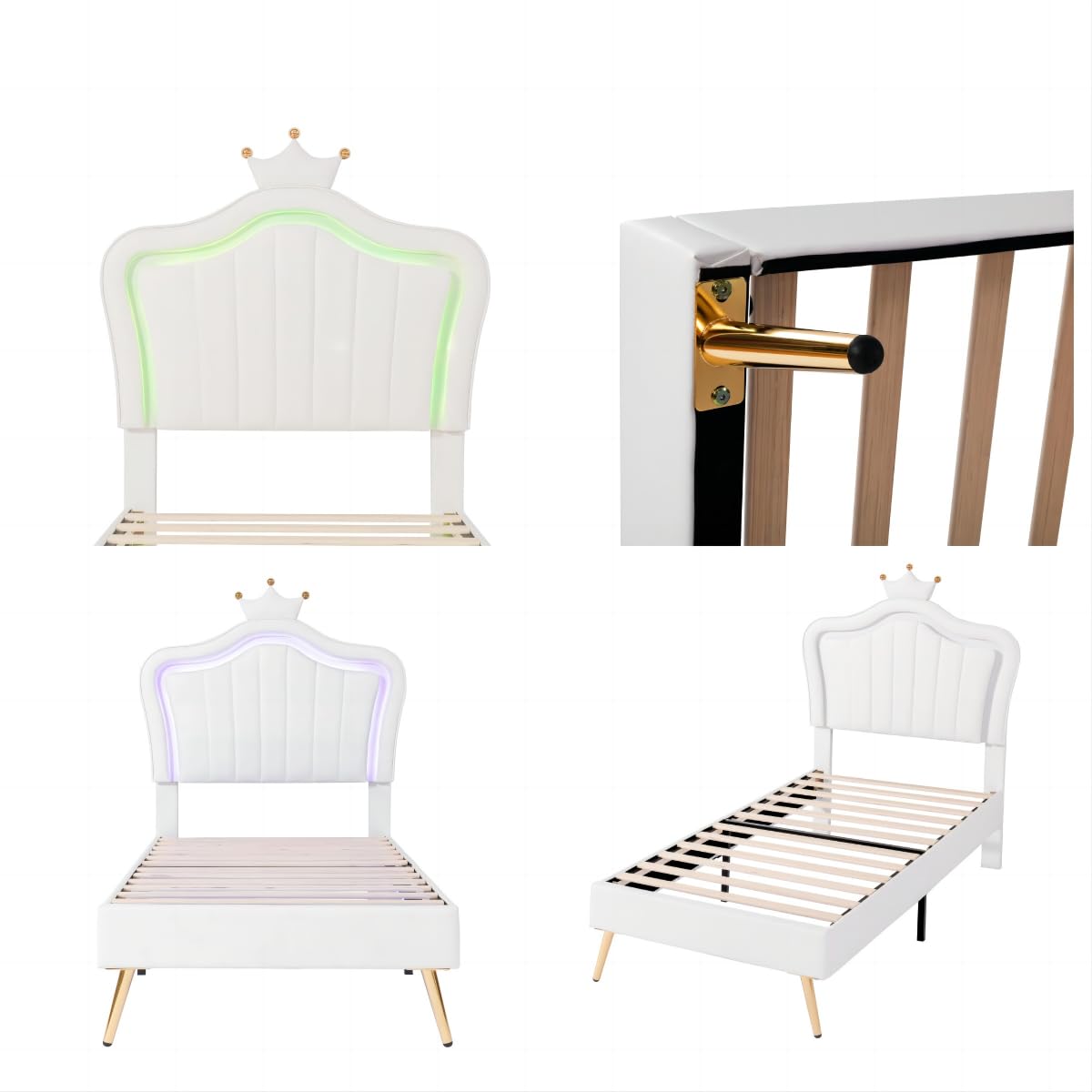 Dolamaní Lettino bambini 90x200 bianco corona conchiglia ecopelle
