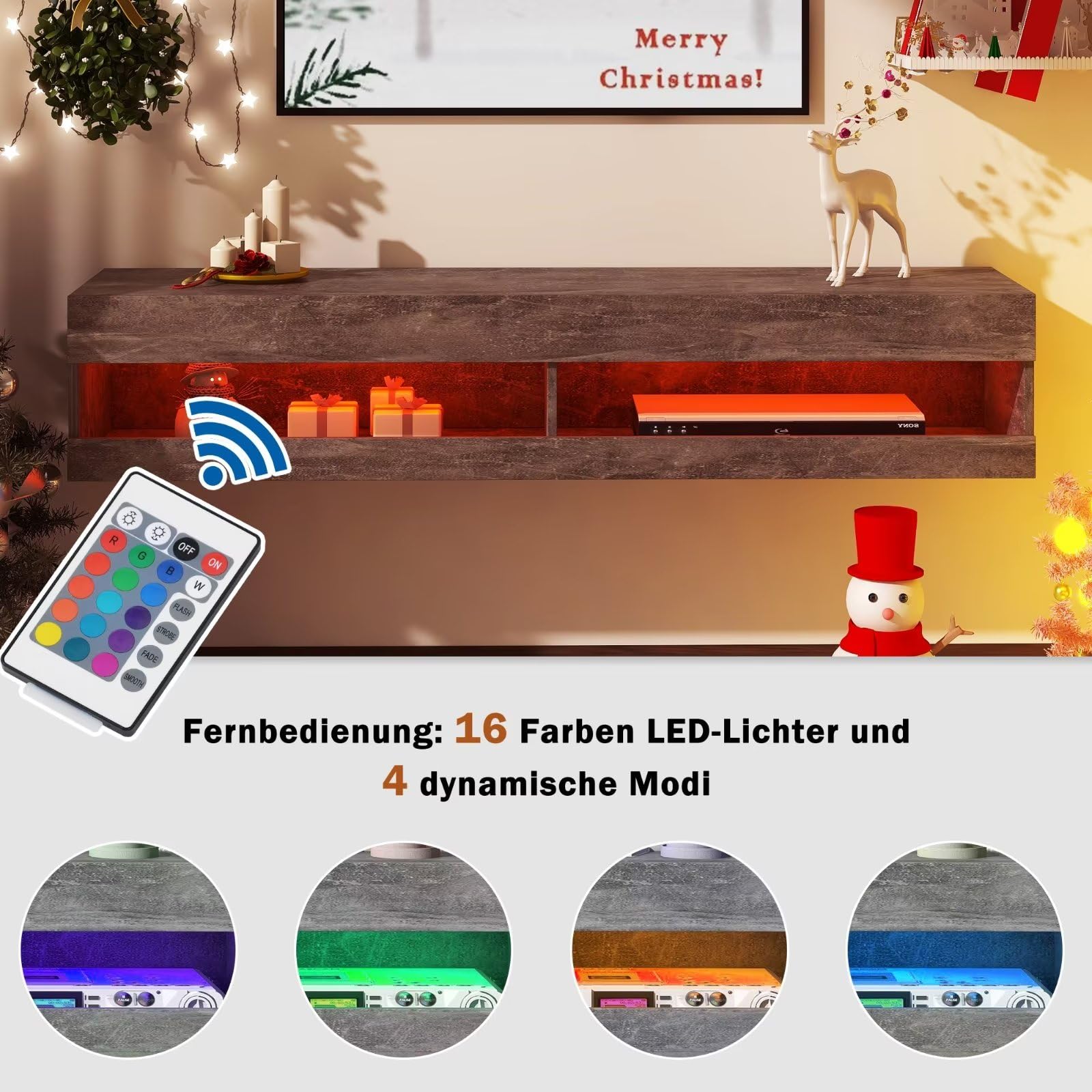 Dolamaní mobile TV grigio 140 cm sospeso
