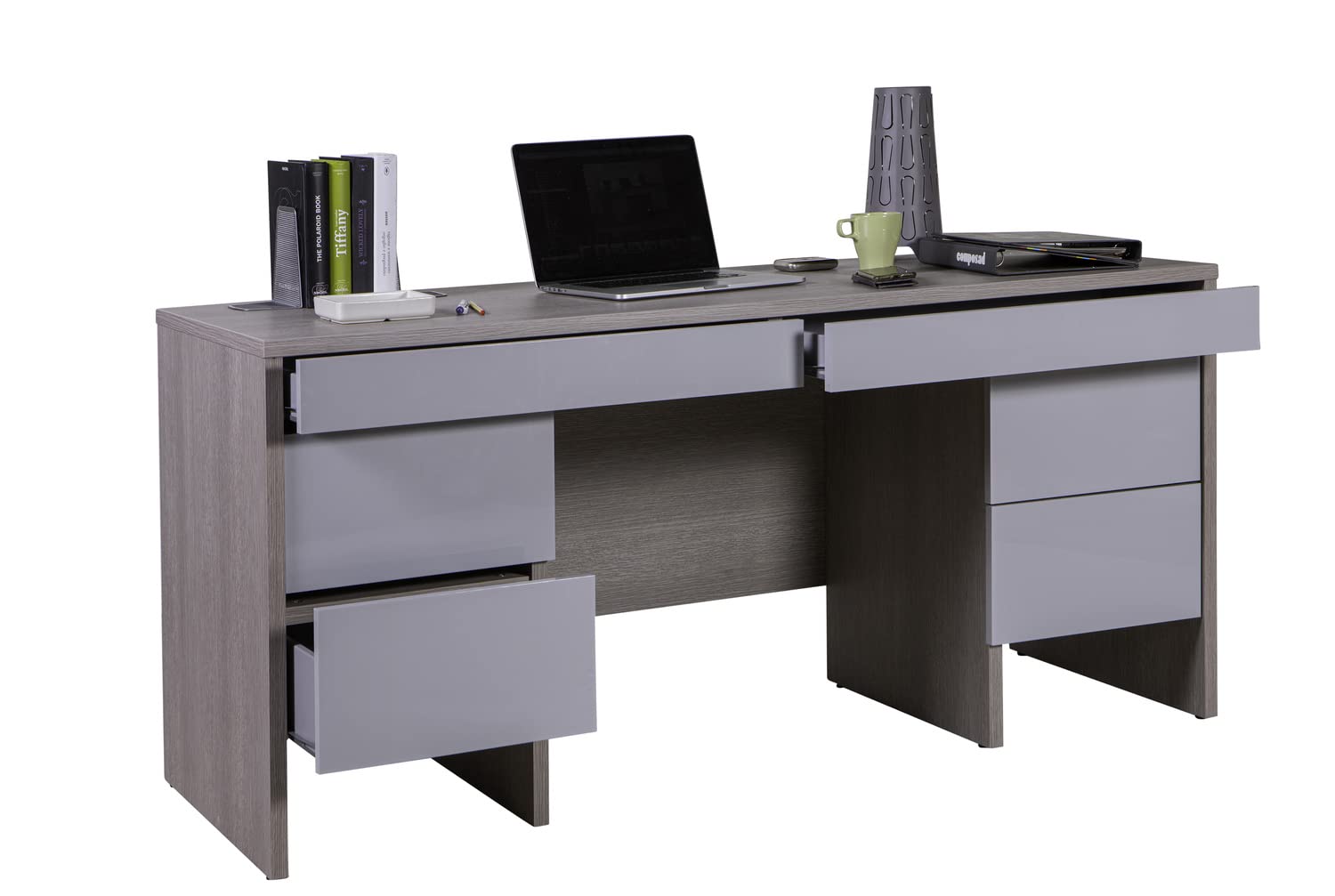 Composad Columbia scrivania 6 cassetti rovere glamour