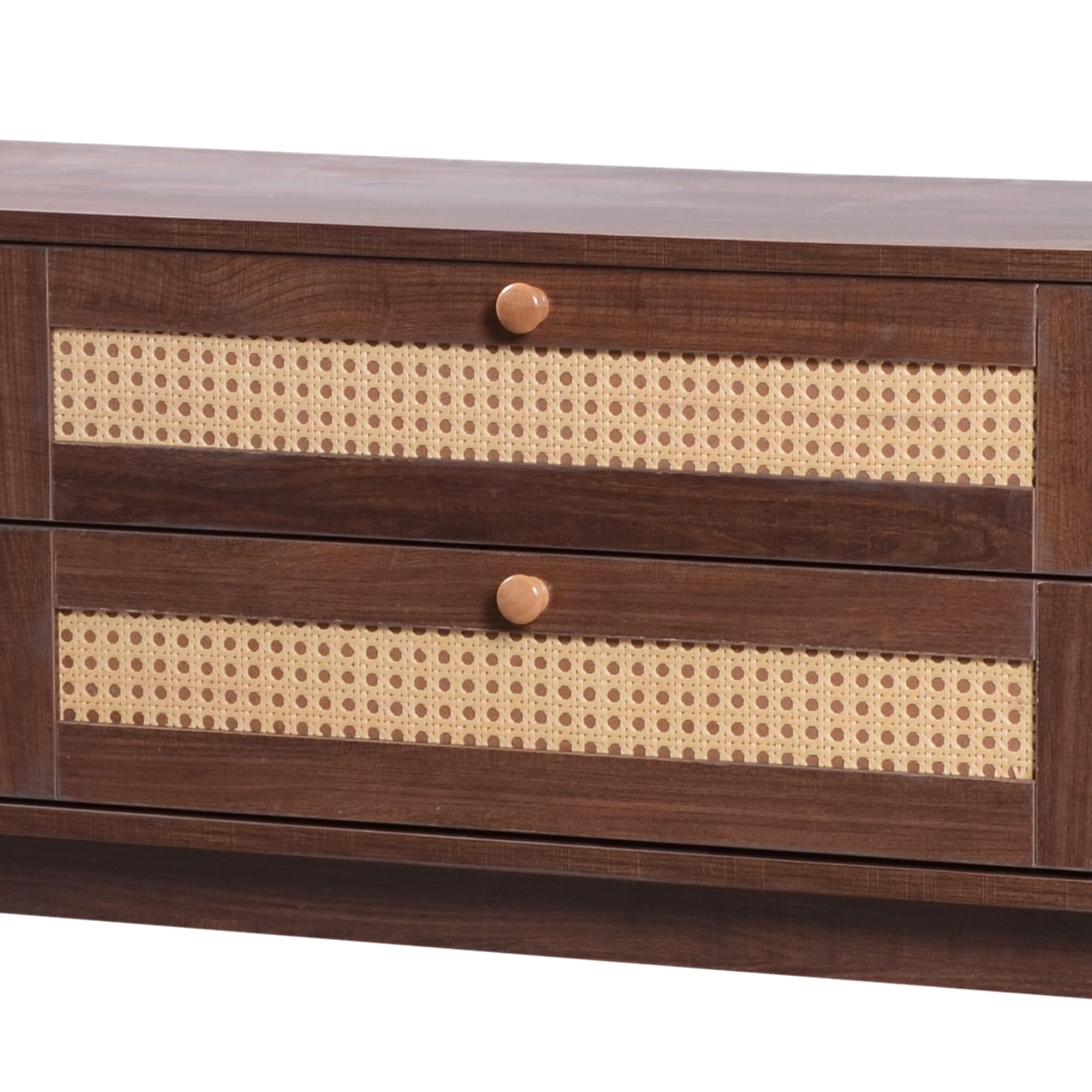 Dolamaní Mobile TV 170 cm Legno Scuro con Rattan 2 Ante
