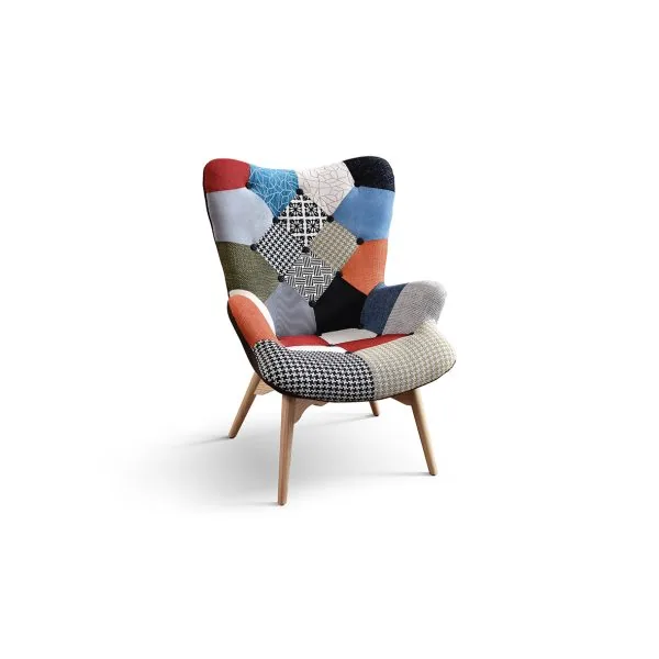 Epocantica Arlecchino poltrona patchwork multicolore bottoni