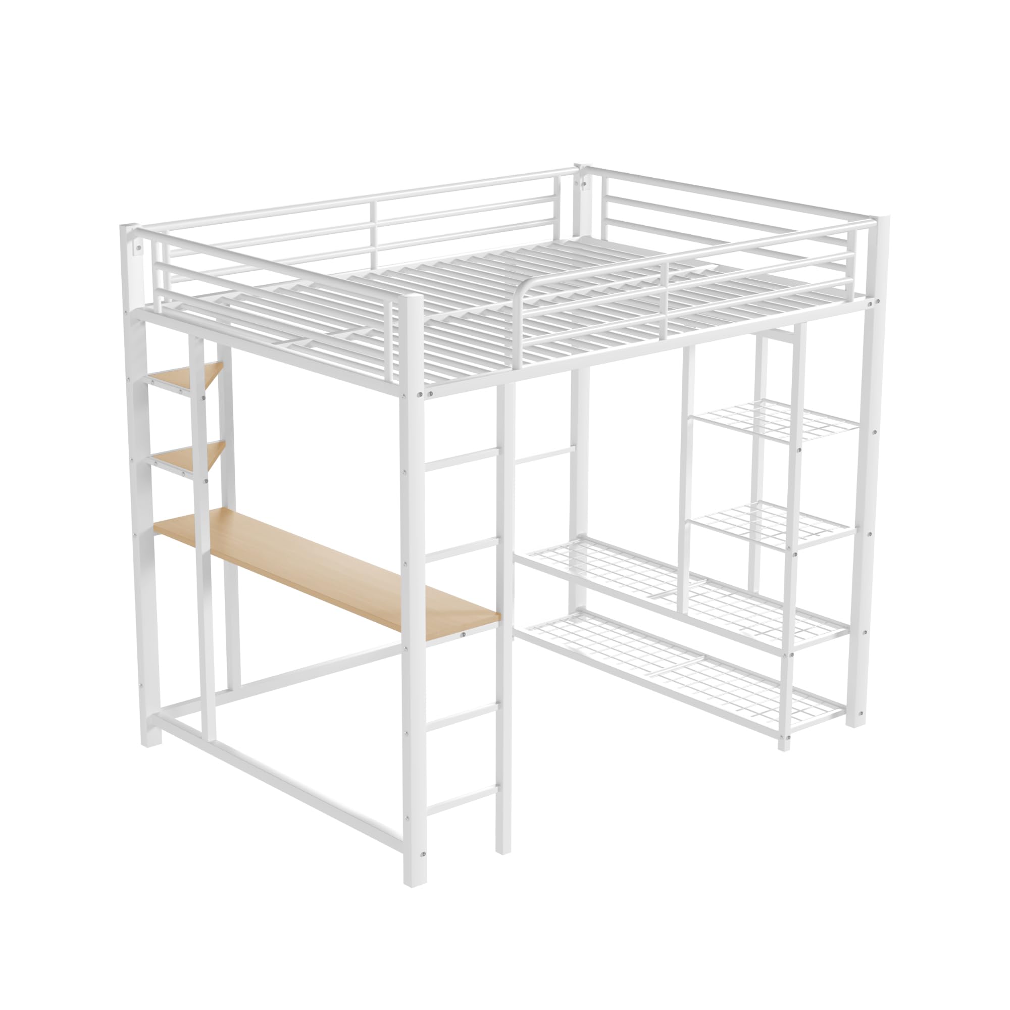 Dolamani Letto a Soppalco 90x200 Bianco con Scrivania
