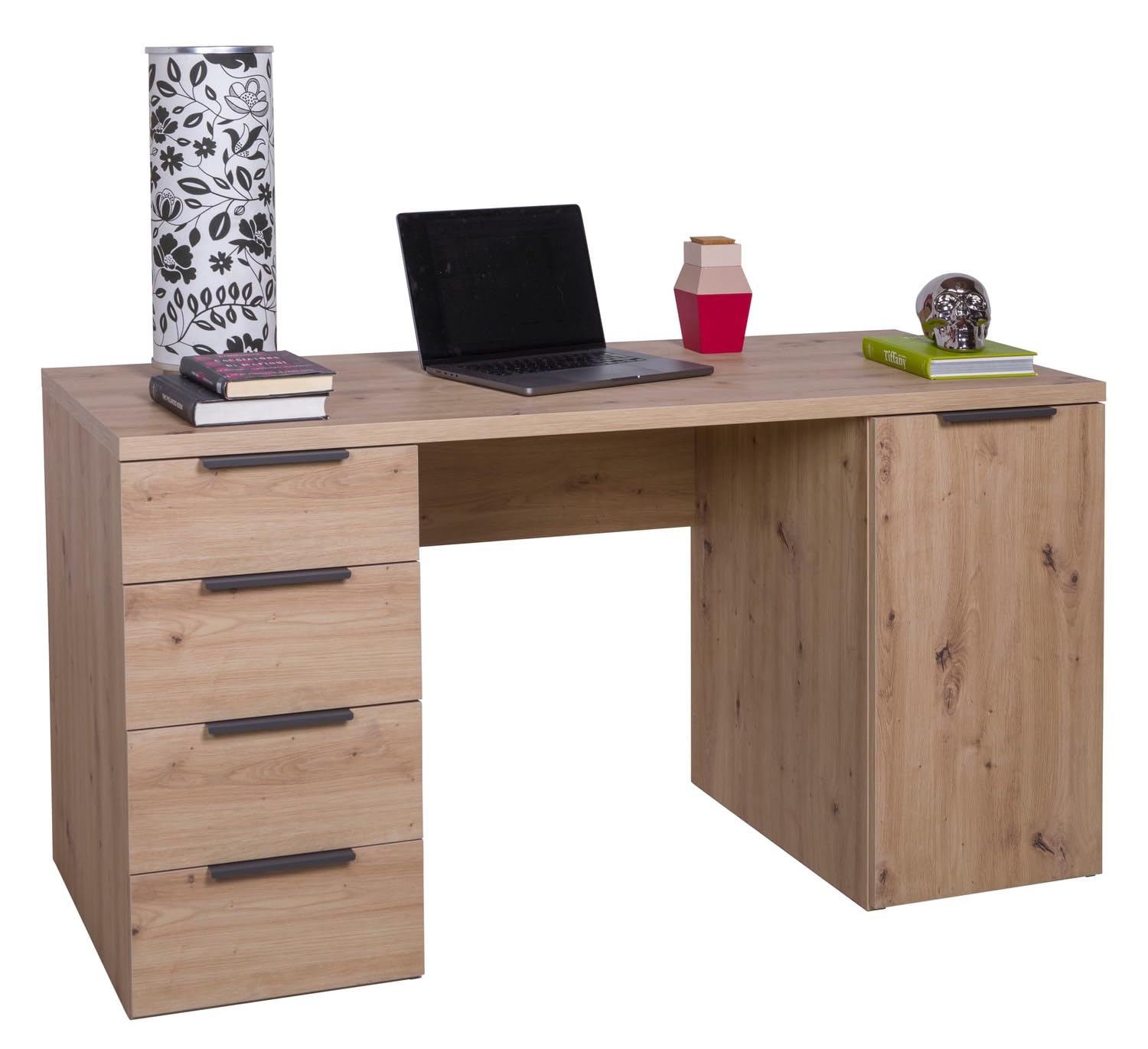 Composad Espresso scrivania 146 cm rovere mielato 4 cassetti anta