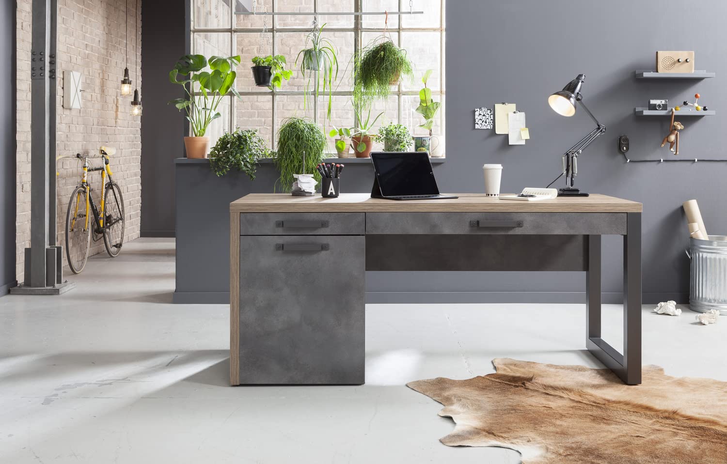 Composad Lafabrica Scrivania 170 cm Rovere Grigio Cemento industriale