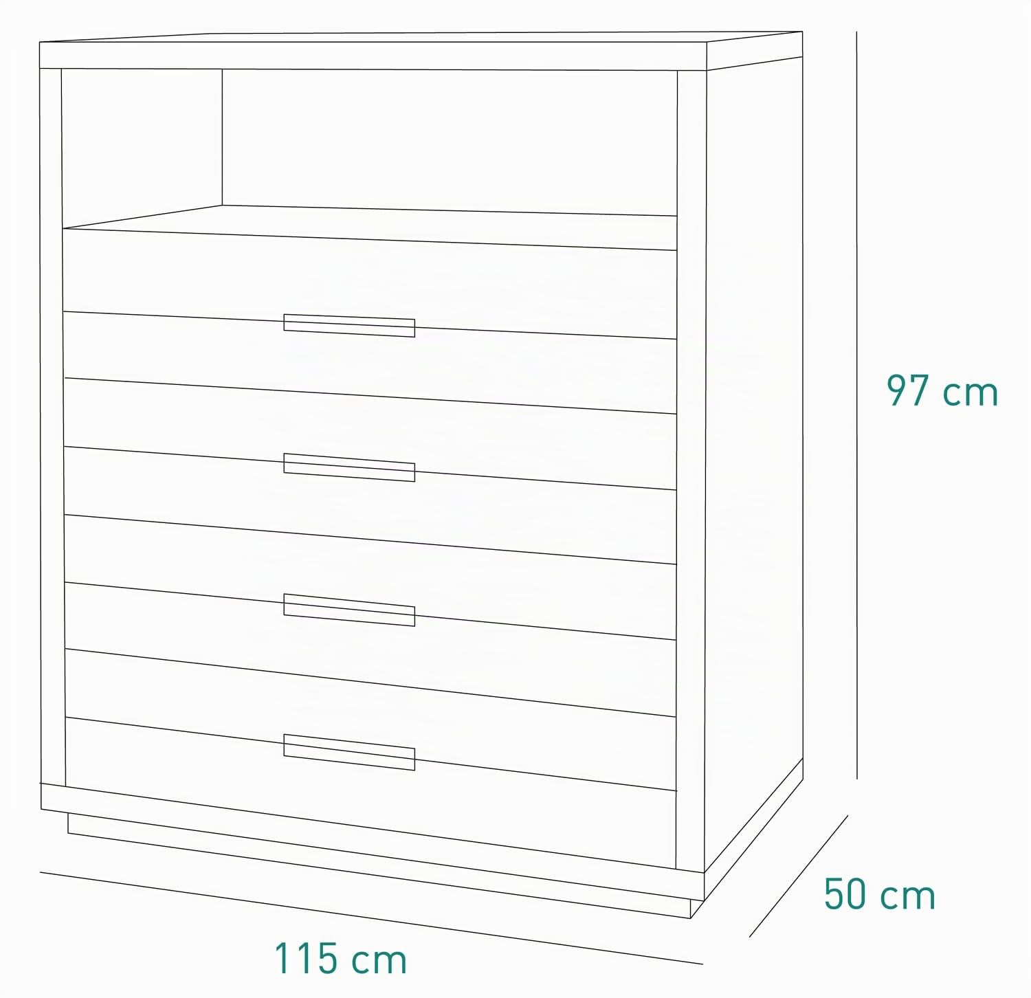 Composad cassettiera 4 cassetti e vano rovere e grigio