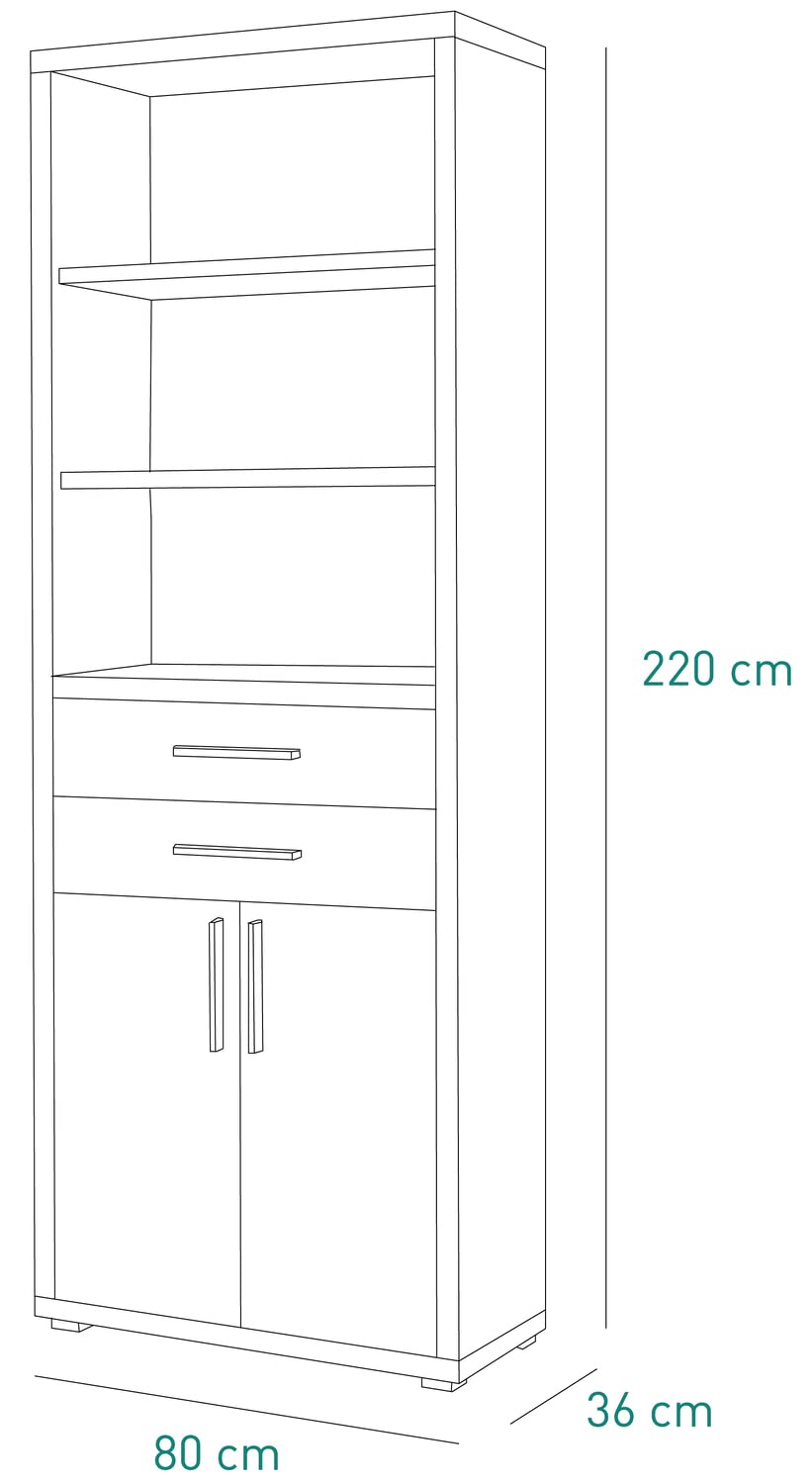 Composad Stampa libreria alta 2 ante 2 cassetti rovere