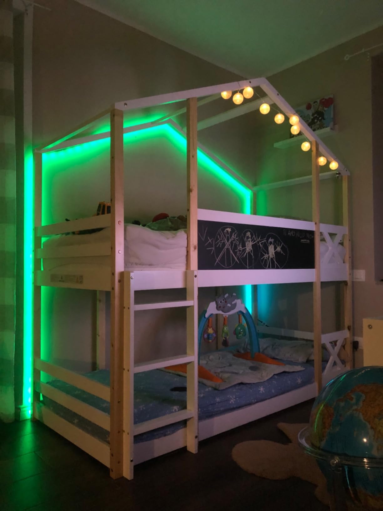 Dolamani letto a castello casetta 90x200 con scaletta in pino