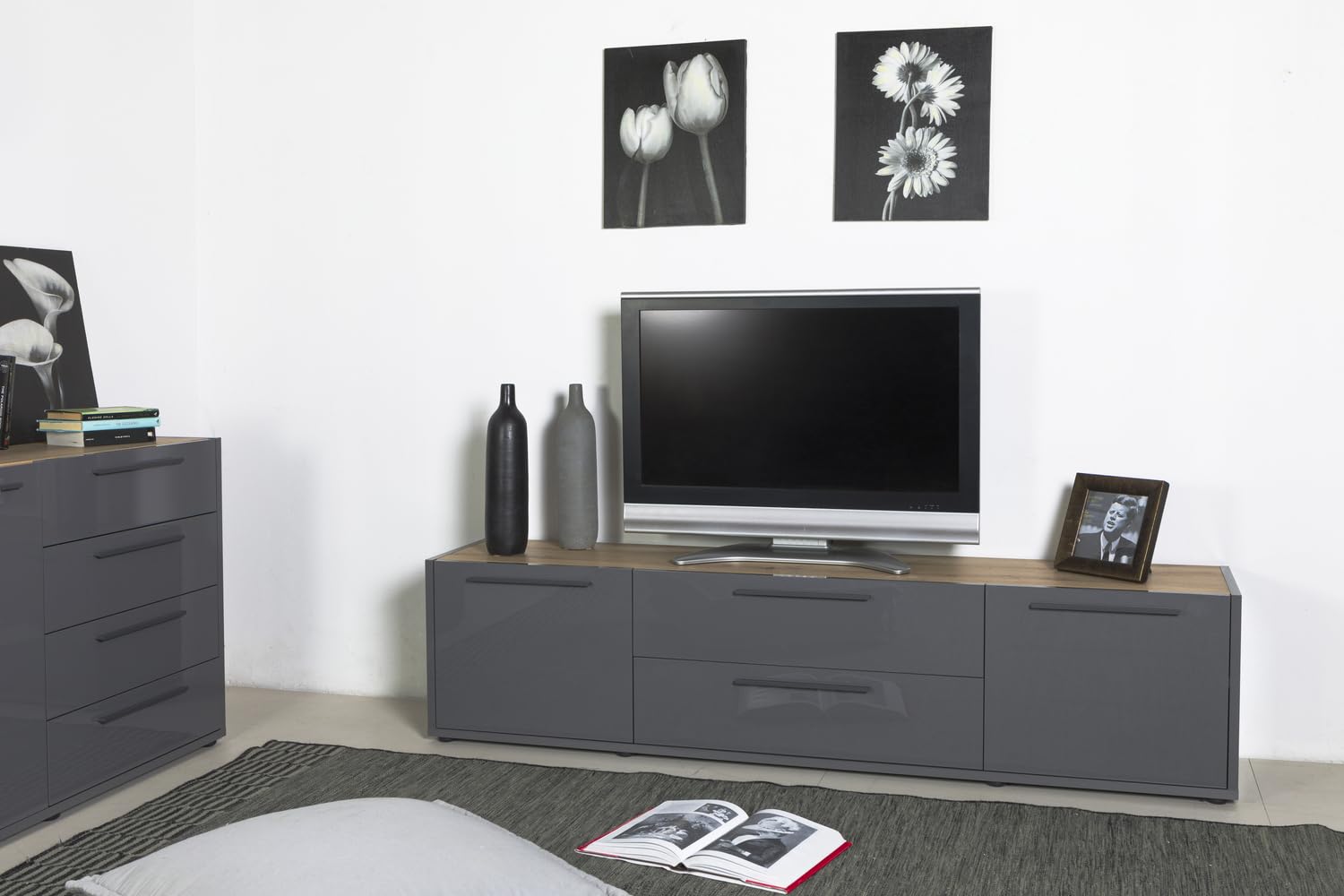 COMPOSAD Riserva Mobile Porta TV 2 Ante 1 Cassetto Rovere