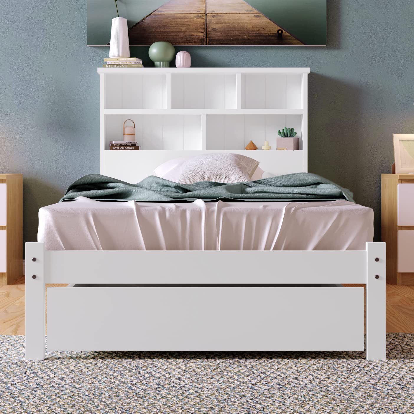 Dolamaní Letto Singolo Bianco 90x200 con Cassetti Legno