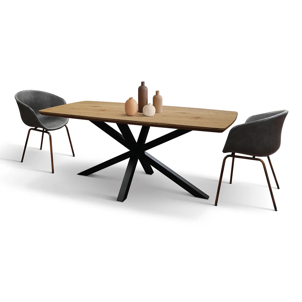EPOCANTICA Tavolo Fisso Rovere Rustico 180x90 Gambe Metallo Nero