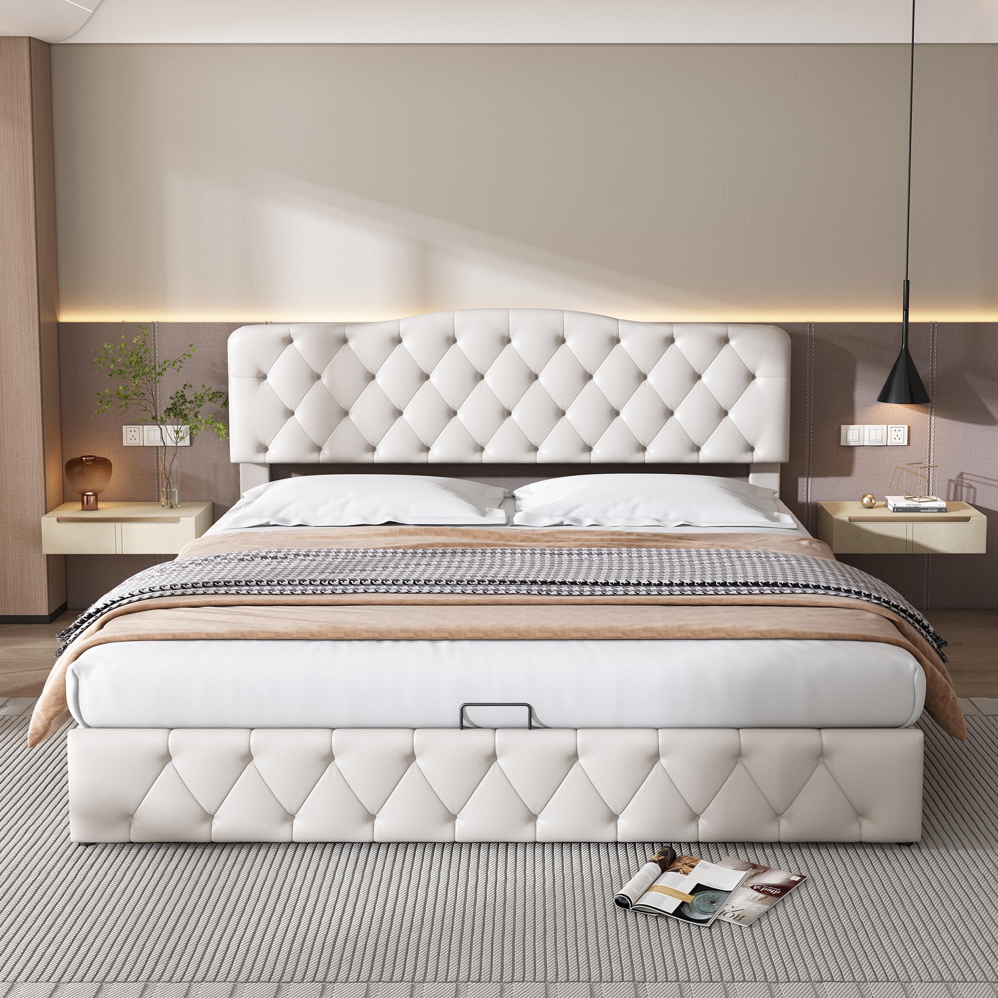 Dolamaní Letto Imbottito 180x200 Velluto Contenitore Doghe