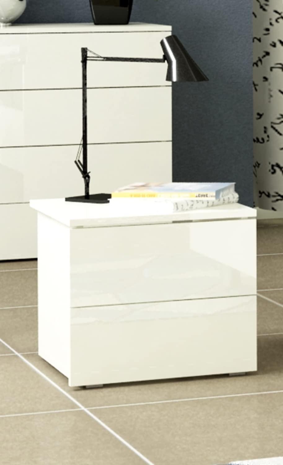 COMPOSAD Privilegio Comodino 2 Cassetti Bianco Laccato 55 cm