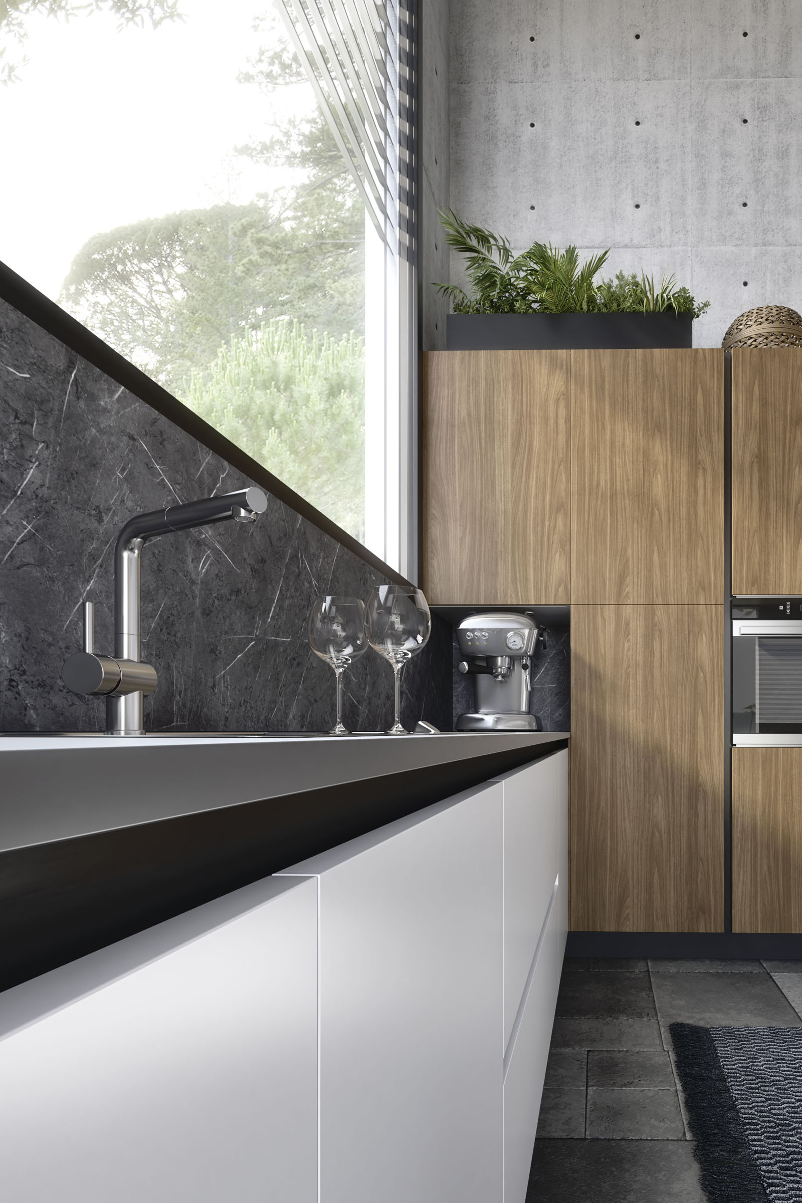 S75 SUPREME Ingrid cucina noce bianco opaco