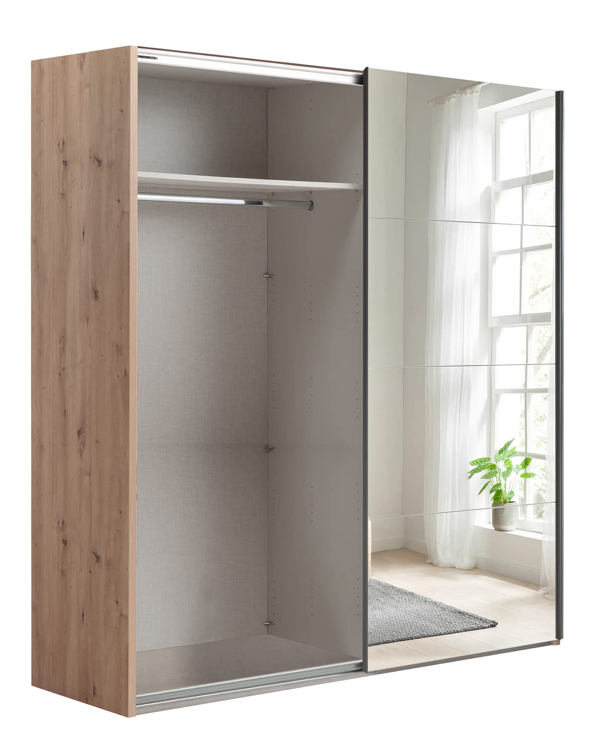 Composad Systema Armadio 2 Ante Scorrevoli Specchio 200 Rovere Miele