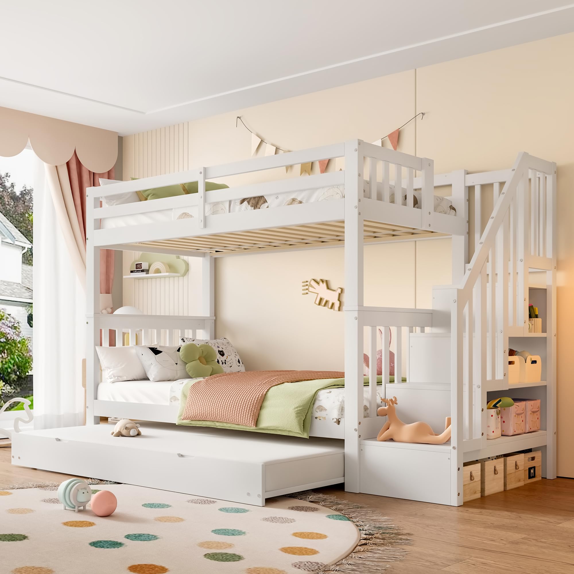 Dolamaní letto soppalco bambini 90x200 bianco estraibile