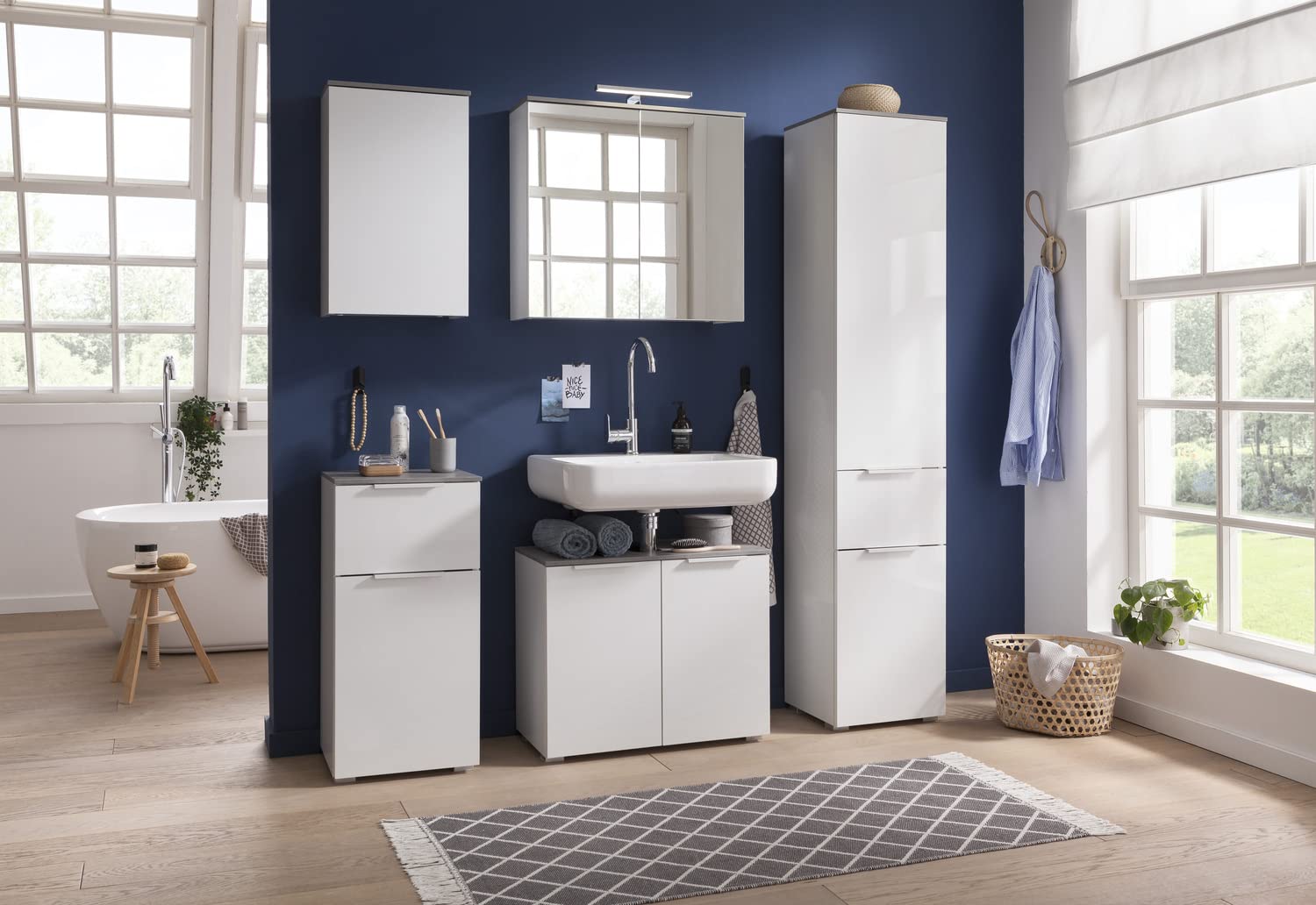 Composad Galaverna Specchiera 2 Ante 70 cm cemento bianco