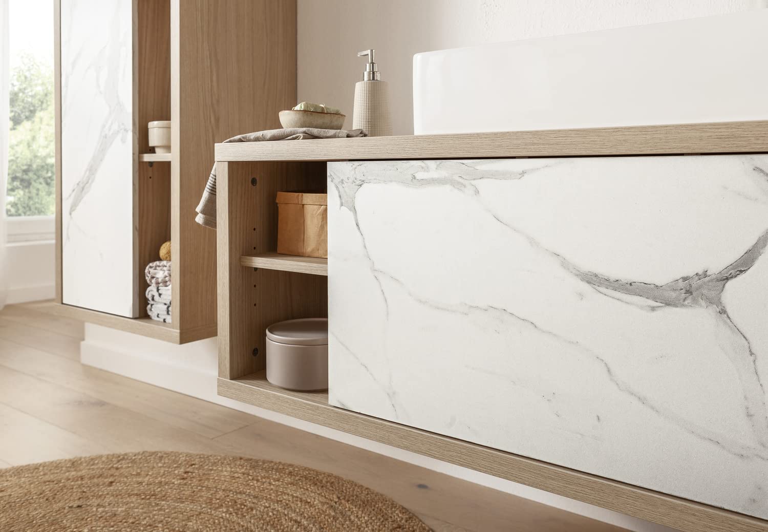 Composad Ladama mobile sottolavabo senza lavabo rovere marmo 123 cm