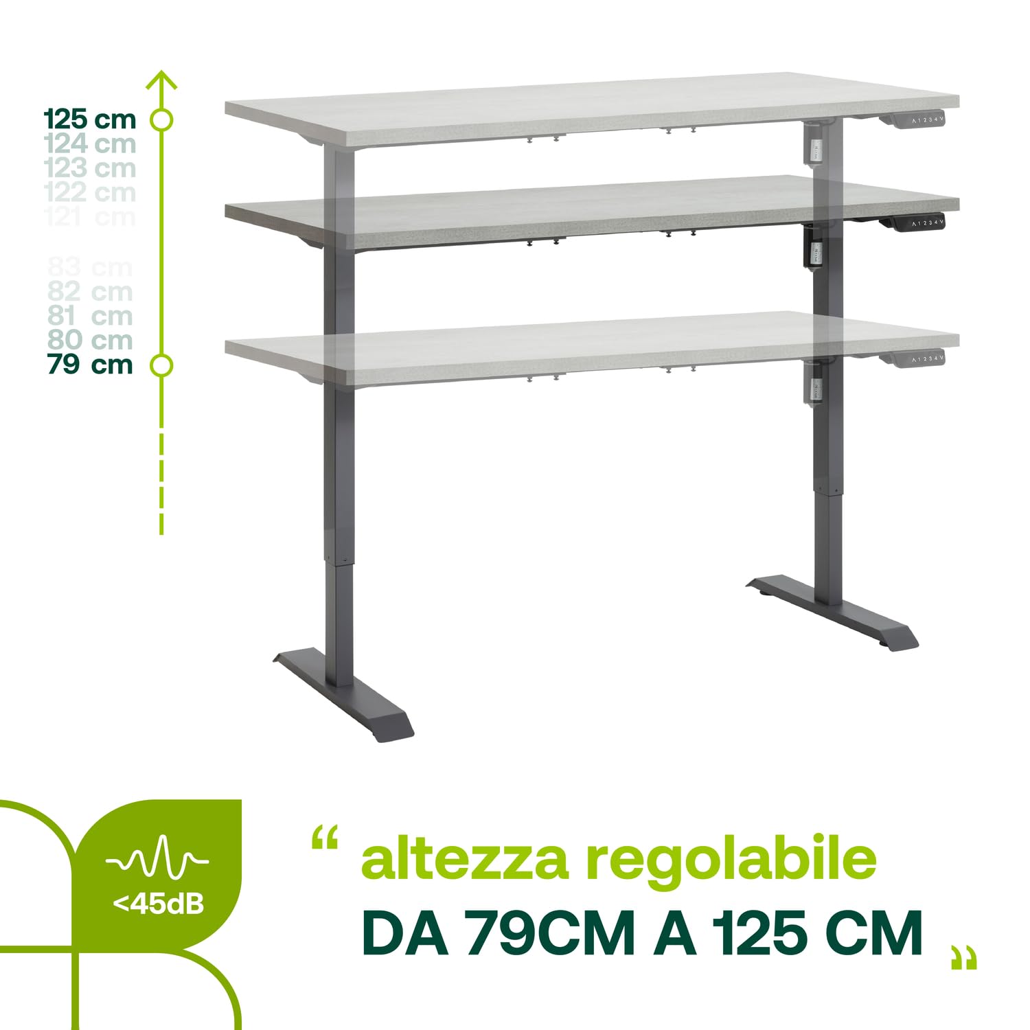 Composad Energia scrivania altezza regolabile 150x69 grigio cemento