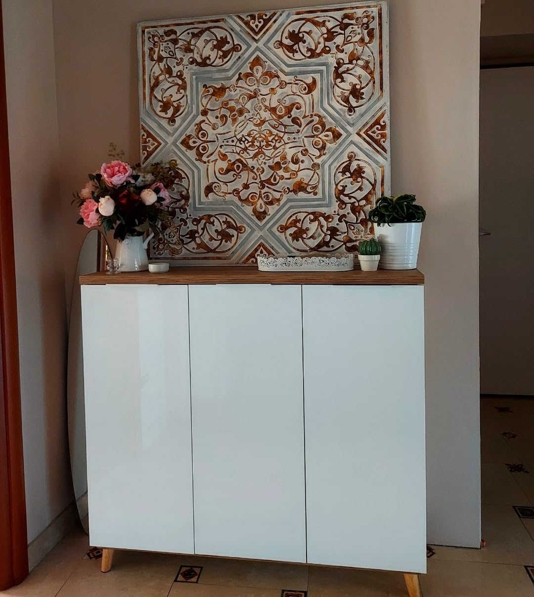 Composad Mundi Scarpiera 3 Ante Rovere Bianco 120 cm