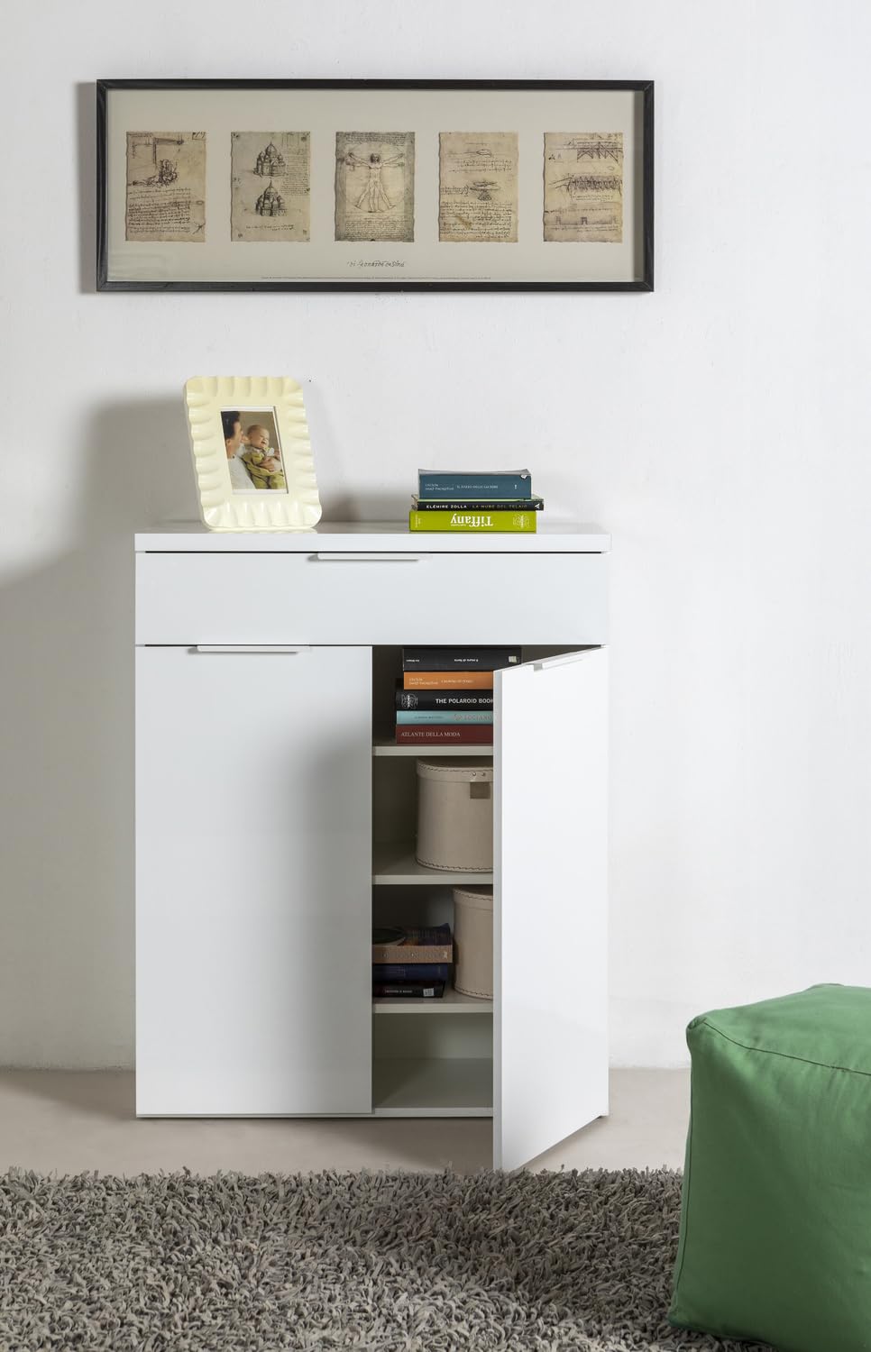 COMPOSAD Mundi scarpiera ingresso bianco laccato 82 cm