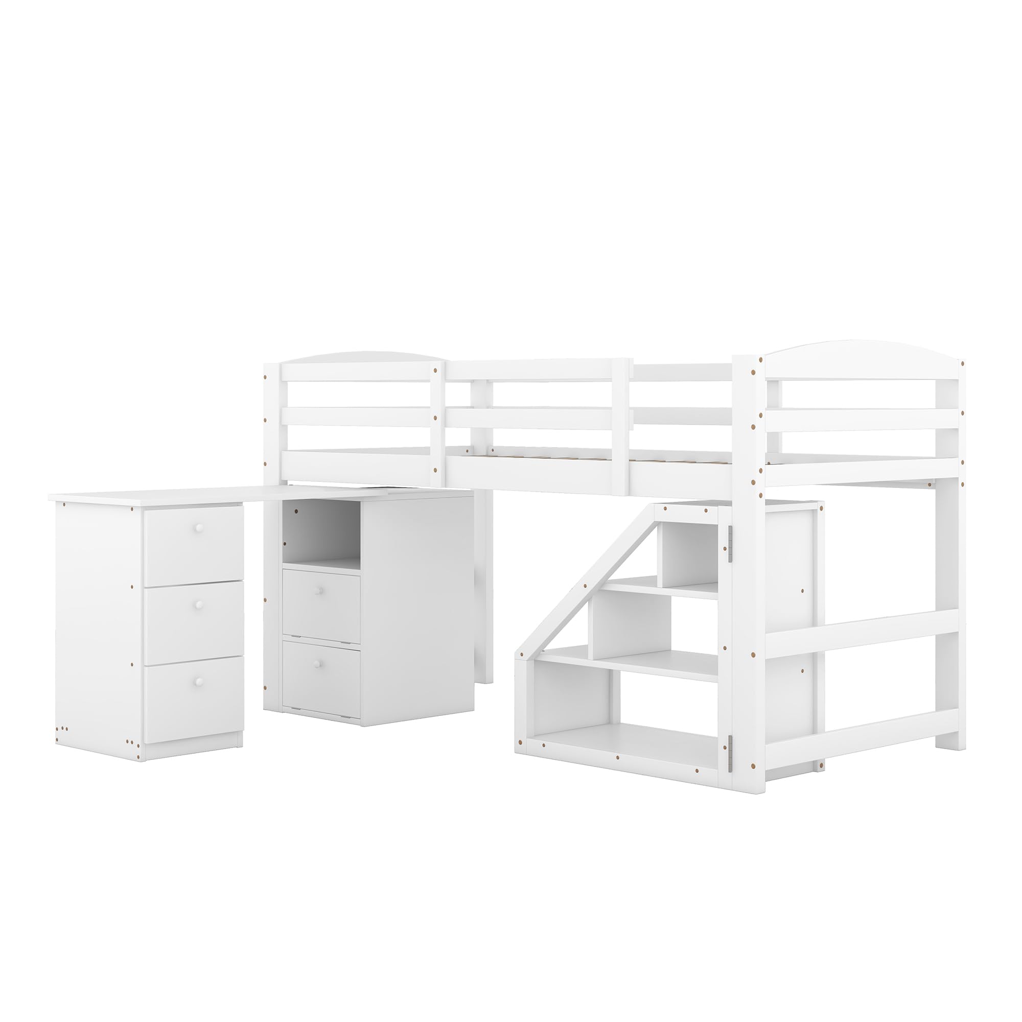 Dolamaní Letto a soppalco 90x200 bianco con scrivania salvaspazio