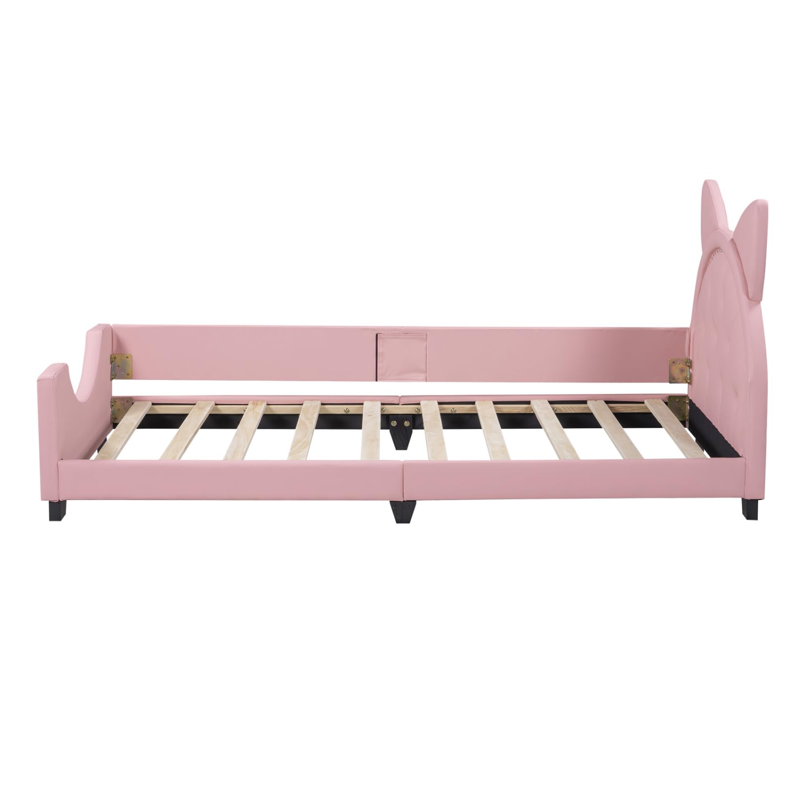 Dolamaní Letto bambini 90x200 rosa in ecopelle orecchie gatto