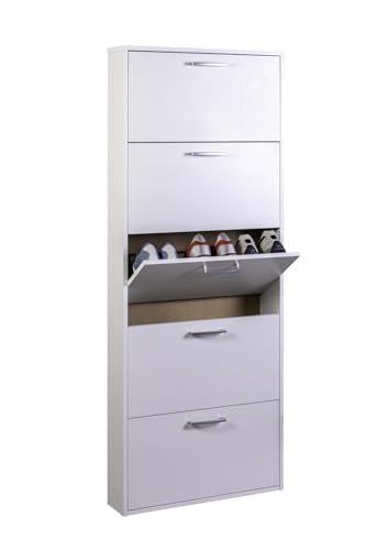 COMPOSAD Facile scarpiera 5 ribalte bianca 15 paia slim