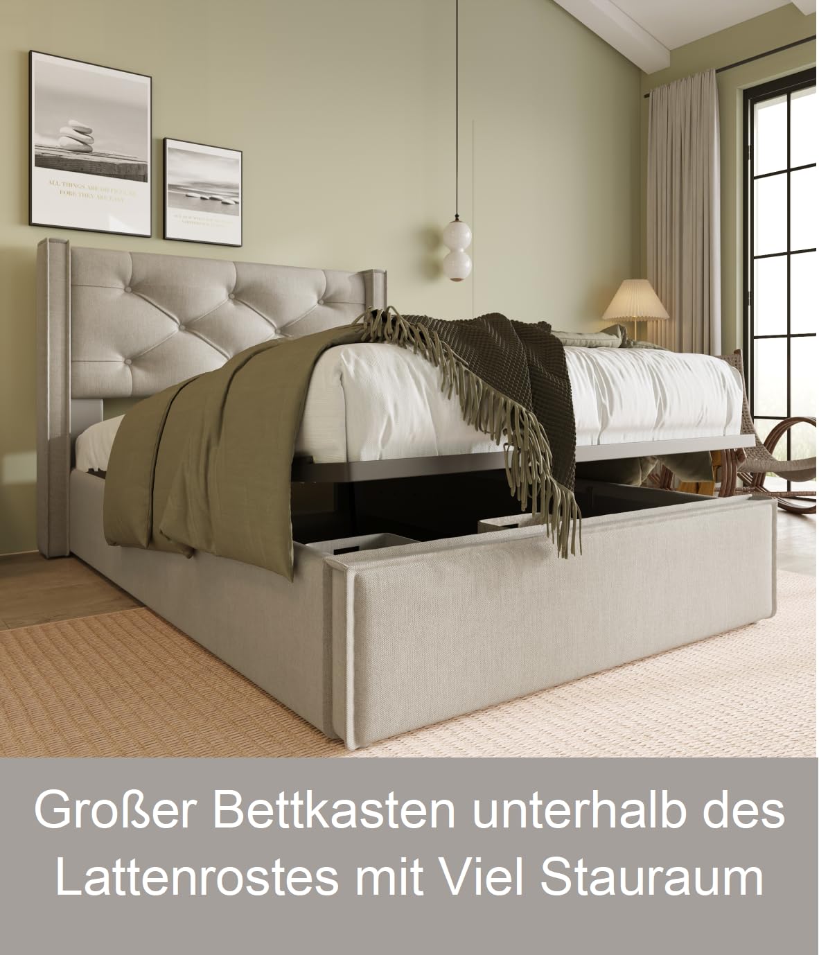 Dolamaní Letto contenitore imbottito 140x200 grigio chiaro