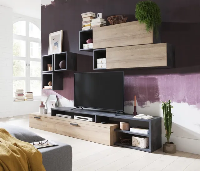 Composad Vittoria Soggiorno Completo 4 Mobili Rovere Grigio