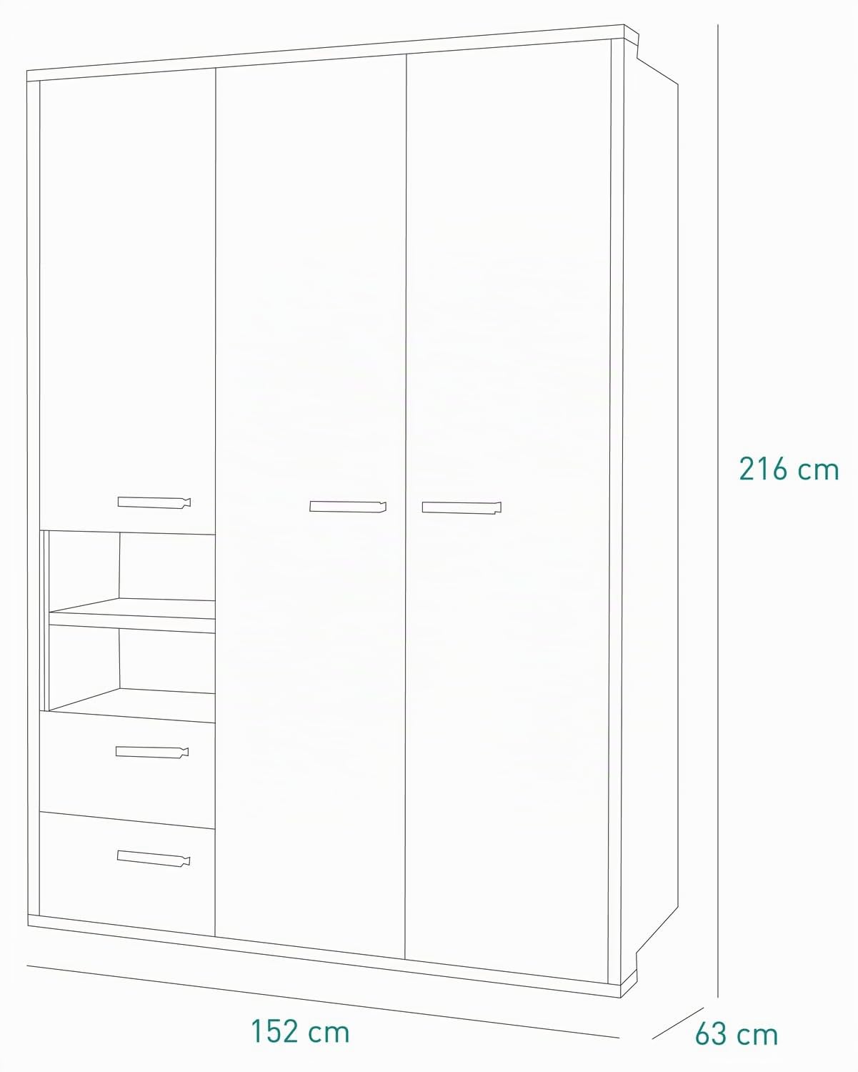 Composad Mipiace Armadio 3 Ante 153 cm cemento bianco