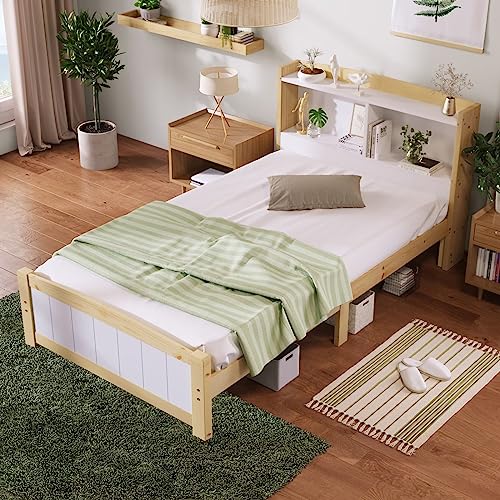 Dolamaní letto singolo 90x200 pino con testiera libreria