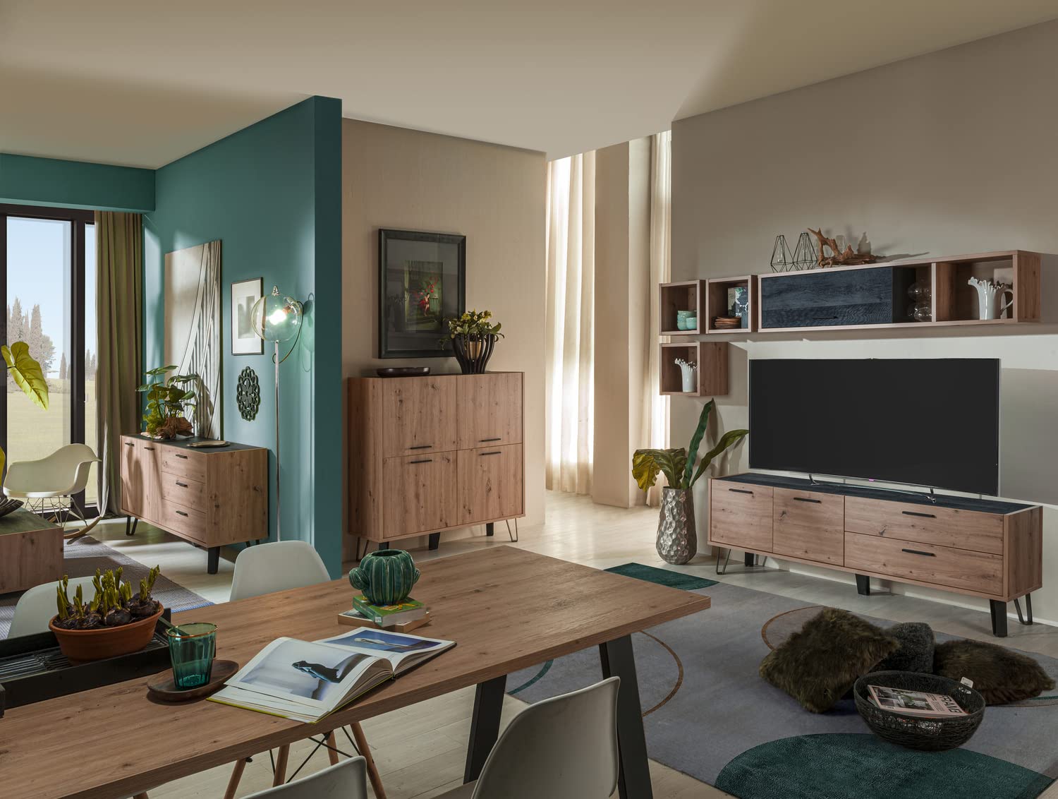 Composad Vitruvia soggiorno completo 6 mobili rovere nero