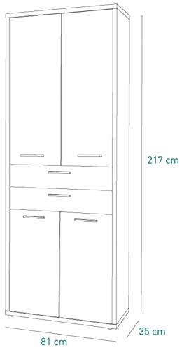 Composad Davinci 4 ante 2 cassetti mobile rovere nero 81,6 cm