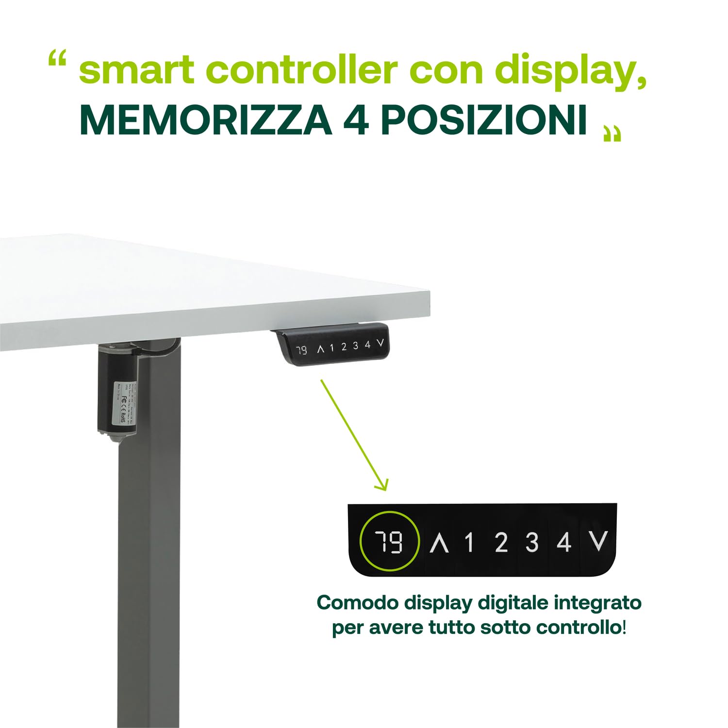 Composad Energia scrivania elettrica 150x69 bianco grigio altezza regolabile