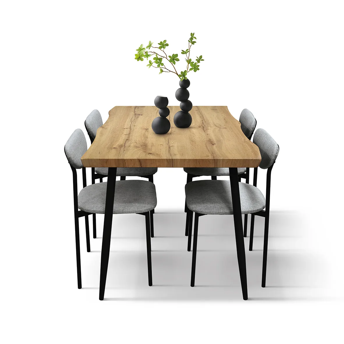 Epocantica Set Pranzo Industrial Tavolo 120 cm 4 Sedie Grigie