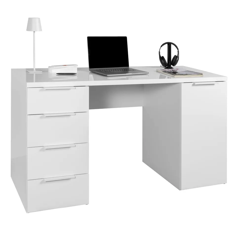 Composad Espresso scrivania 4 cassetti anta bianco 146 cm