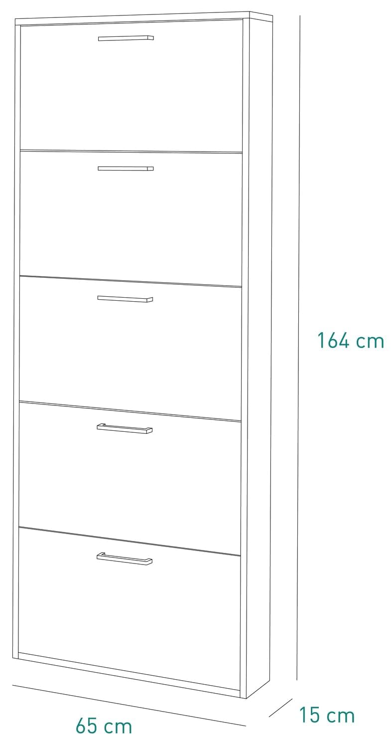 COMPOSAD Facile scarpiera 5 ribalte bianca 15 paia slim