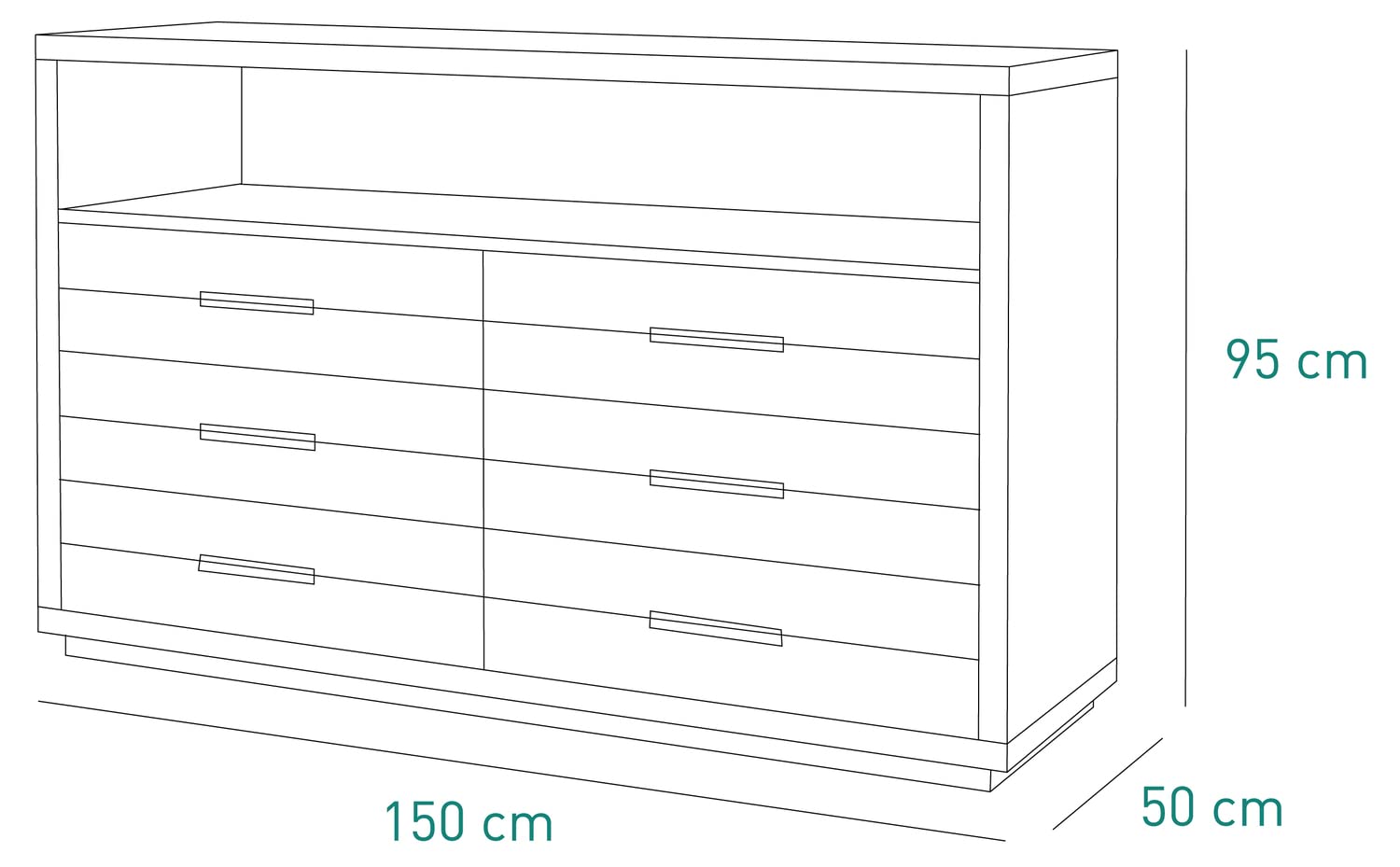 Composad cassettiera 6 cassetti e vano rovere e grigio