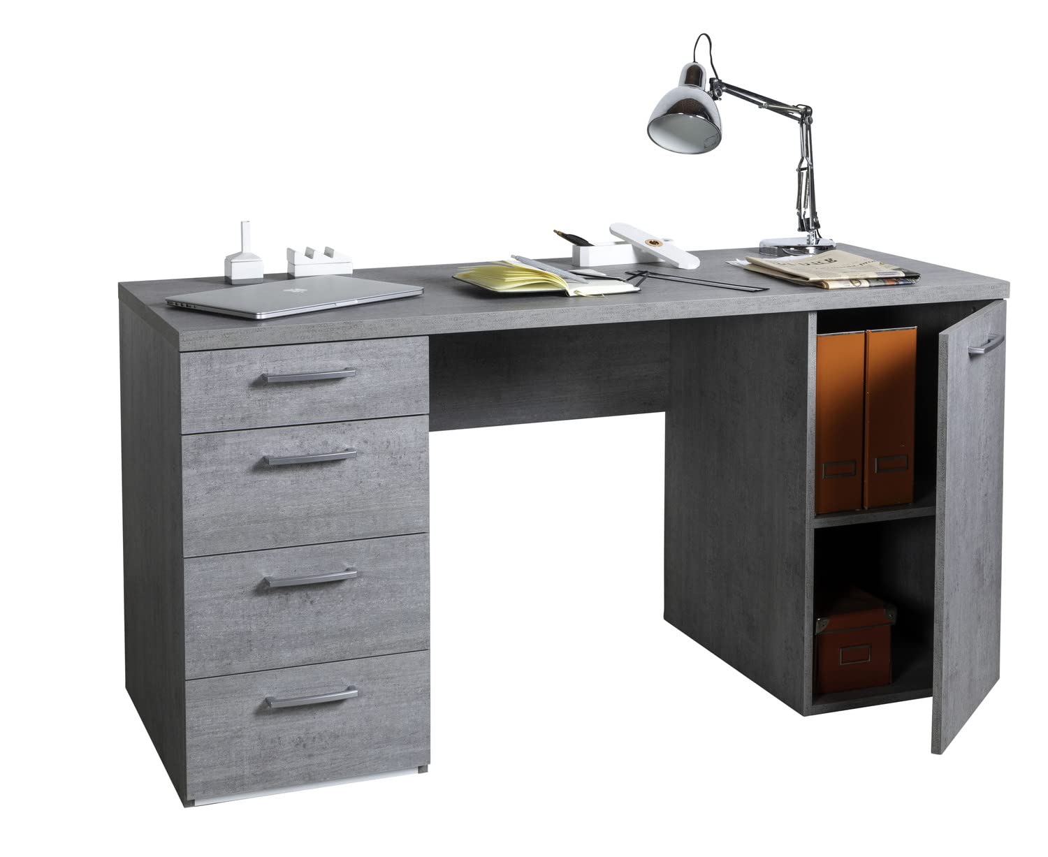 Composad Moneta scrivania 145 grigio cemento 4 cassetti