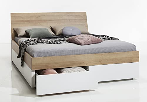 Composad Passacor Letto Matrimoniale 4 Cassetti Rovere Bianco 160x200