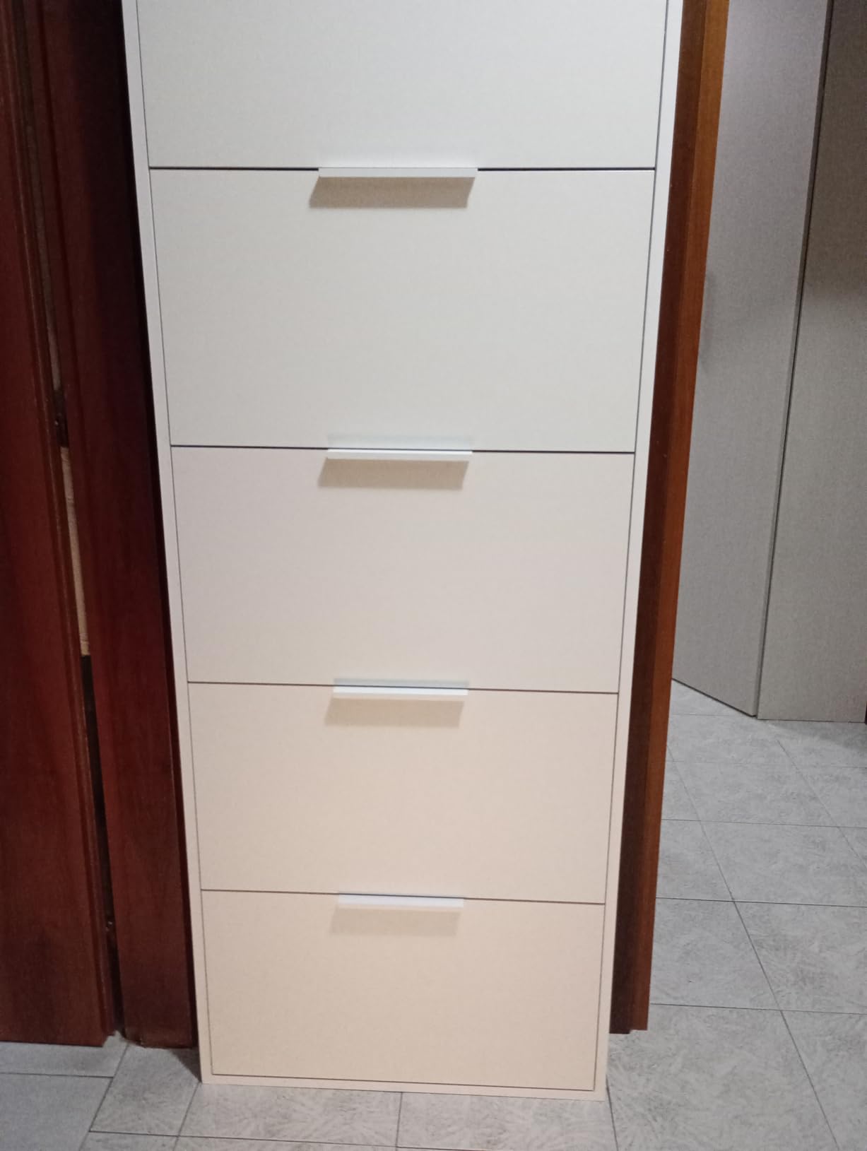 COMPOSAD Espresso scarpiera 5 ribalte bianco laccato slim