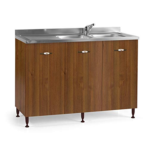 Iperbriko Mobile sottolavello 120 cm noce antico 3 ante