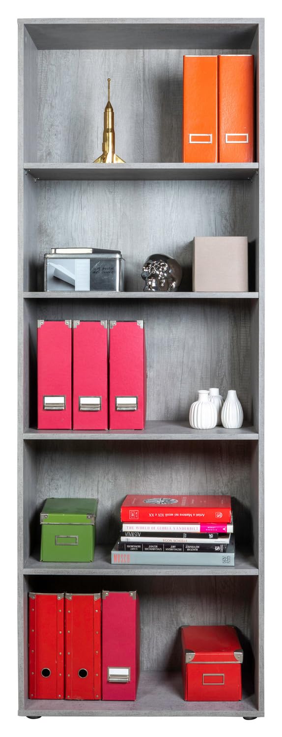 Composad Espresso libreria 4 ripiani grigio cemento 200 cm
