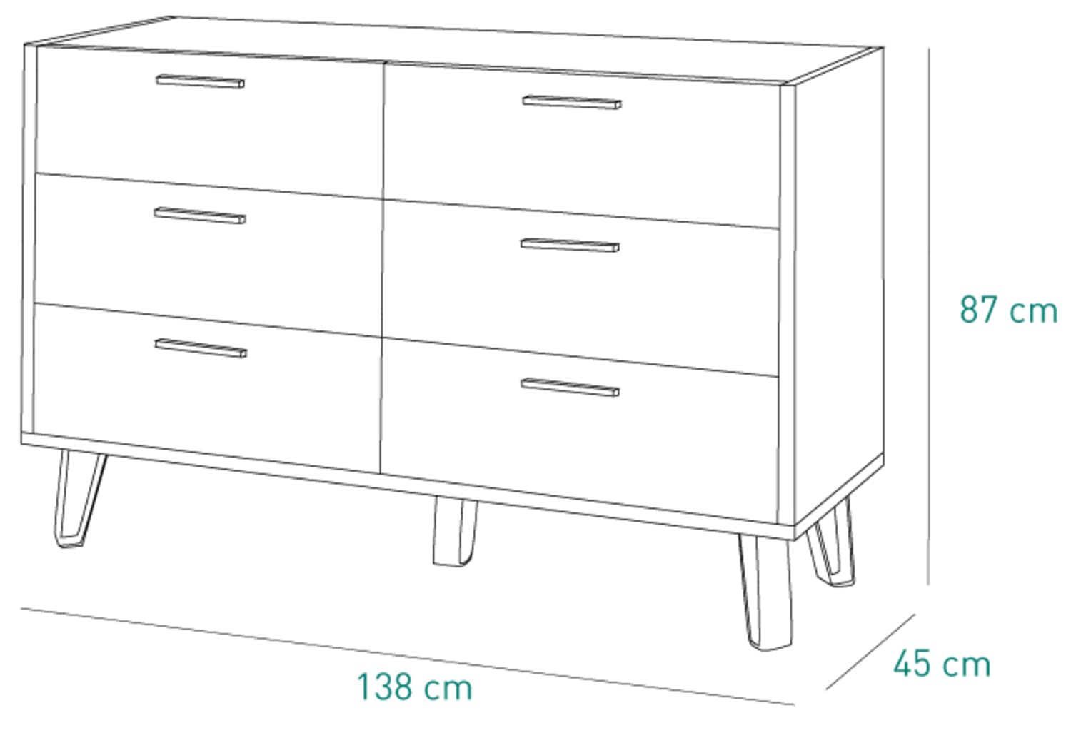 Composad Vitruvia comò 6 cassetti rovere grigio