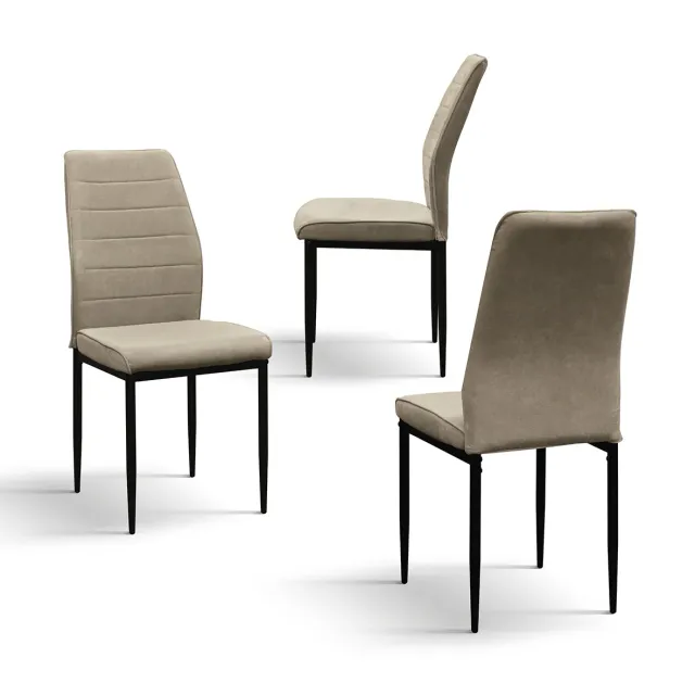 EPOCANTICA Sedie Moderne Tessuto a Coste Set 4 Pezzi Gambe Nere
