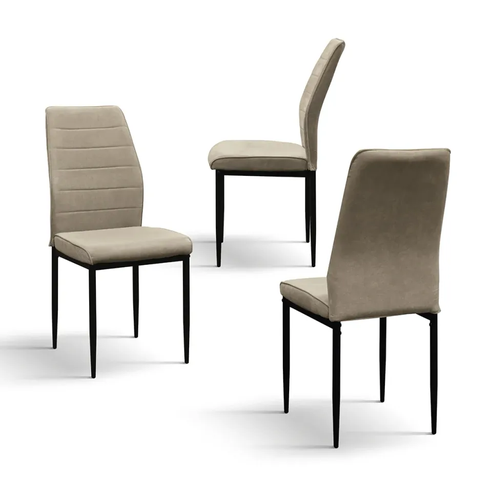 EPOCANTICA Sedie Moderne Tessuto a Coste Set 4 Pezzi Gambe Nere