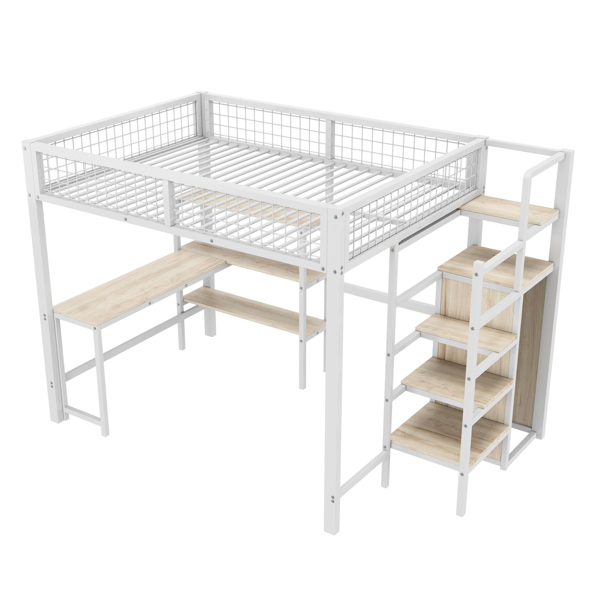 Dolamaní letto soppalco 140x200 bianco con scrivania