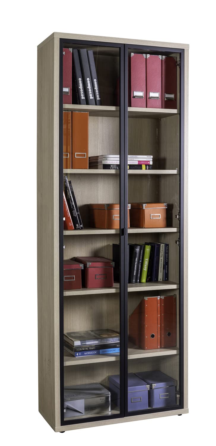 Composad DaVinci libreria alta 2 ante vetro rovere 81 cm