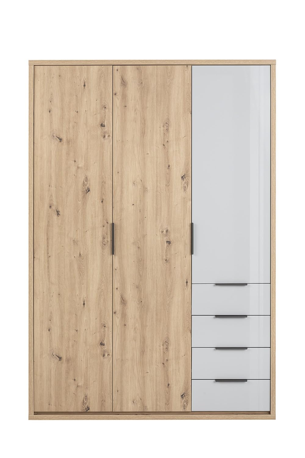 Composad Velata armadio 3 ante 4 cassetti rovere e grigio